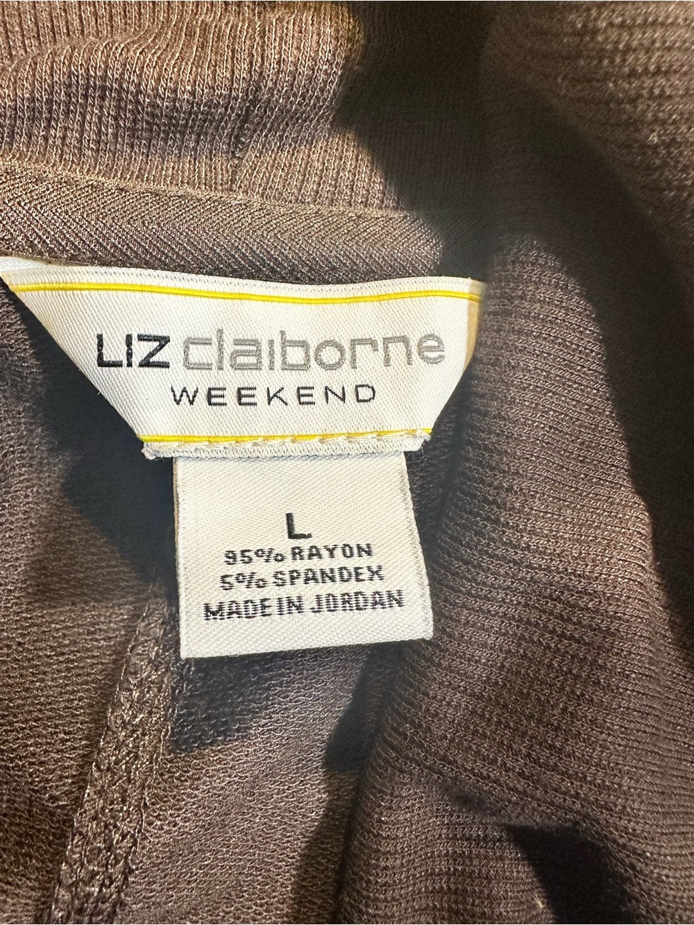 Liz Claiborne Weekend Sharkbite Cardigan Brown Open Front Rayon Large NWT - Picture 5 of 9